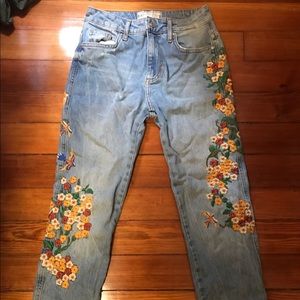 Free people embroidered boyfriend jeans